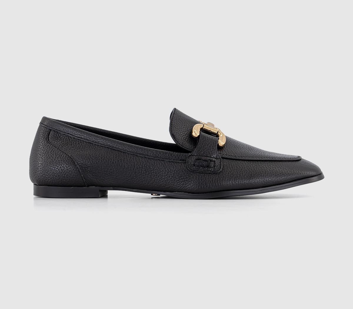 Farland Leather Trim Loafers Black Leather