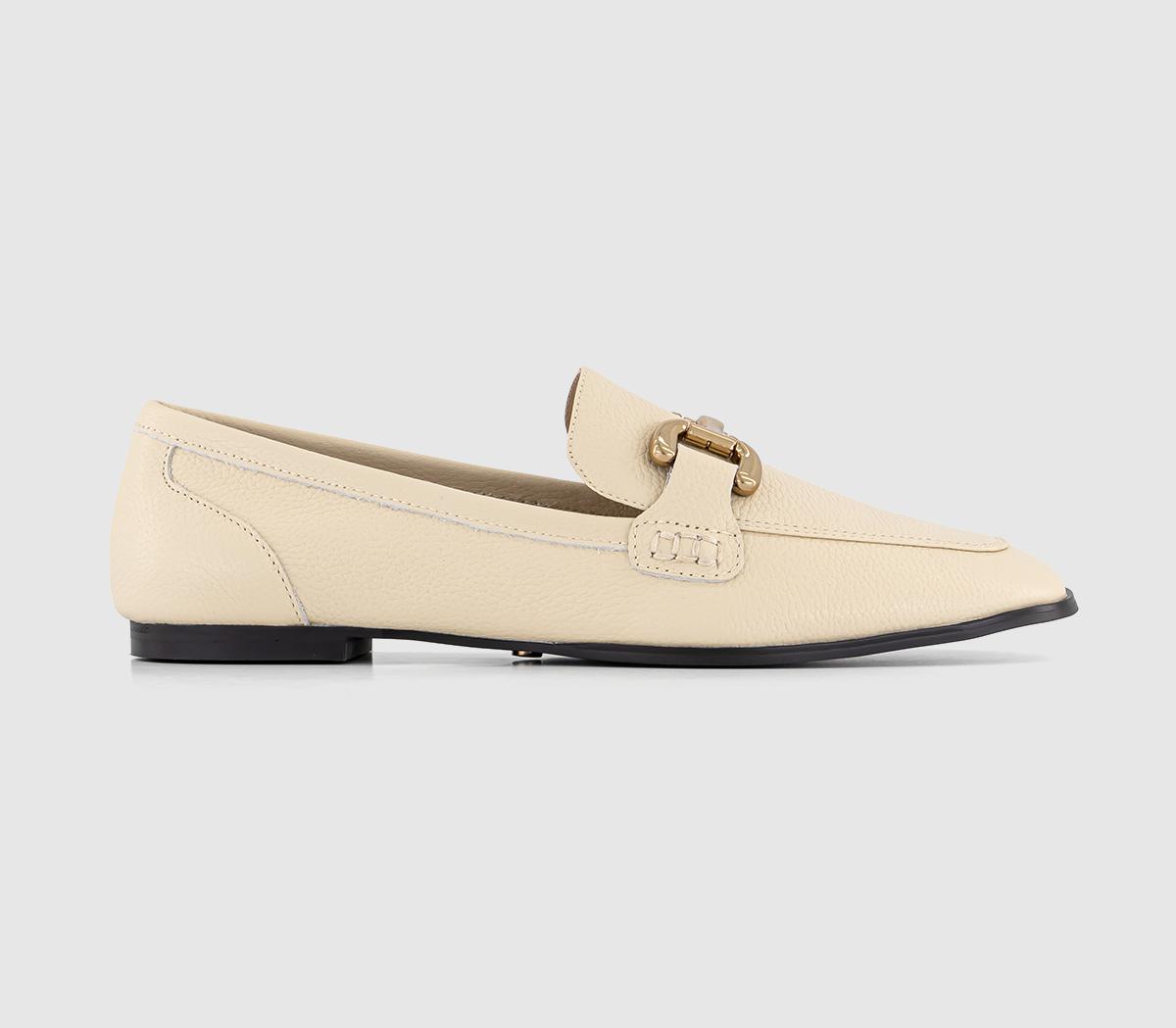 Farland Leather Trim Loafers Off White Leather