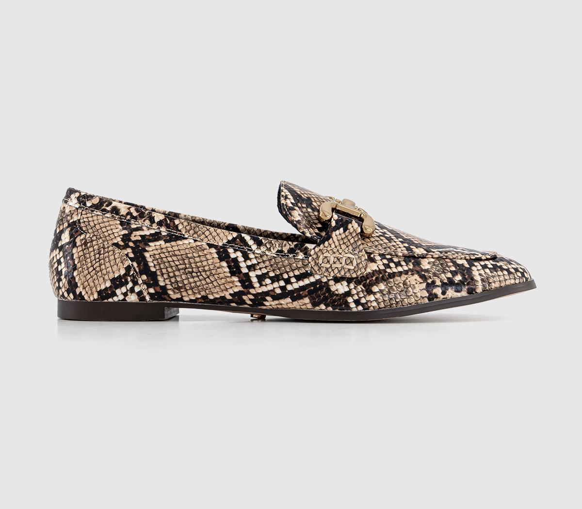Farland Leather Trim Loafers Snake Embossed