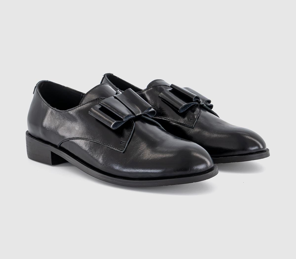 OFFICEFlextra High Vamp Leather Bow ShoesBlack Leather