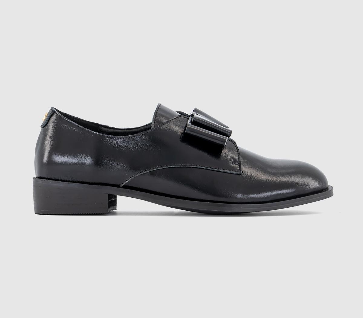 OFFICEFlextra High Vamp Leather Bow ShoesBlack Leather