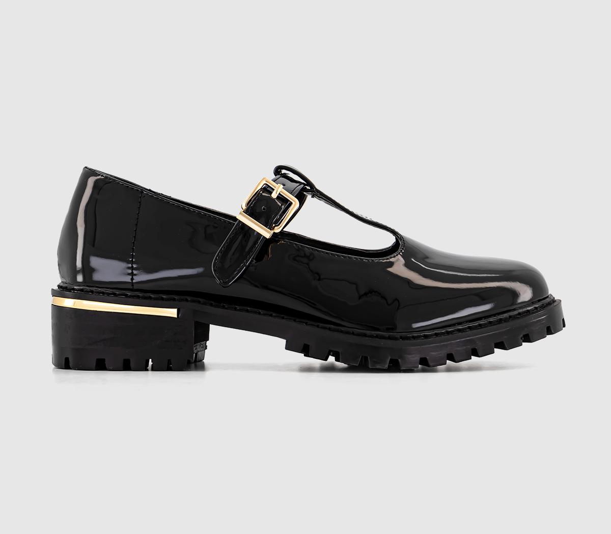 OFFICE Fern Cleated Sole Mary Jane Black Patent - Flat Shoes for Women