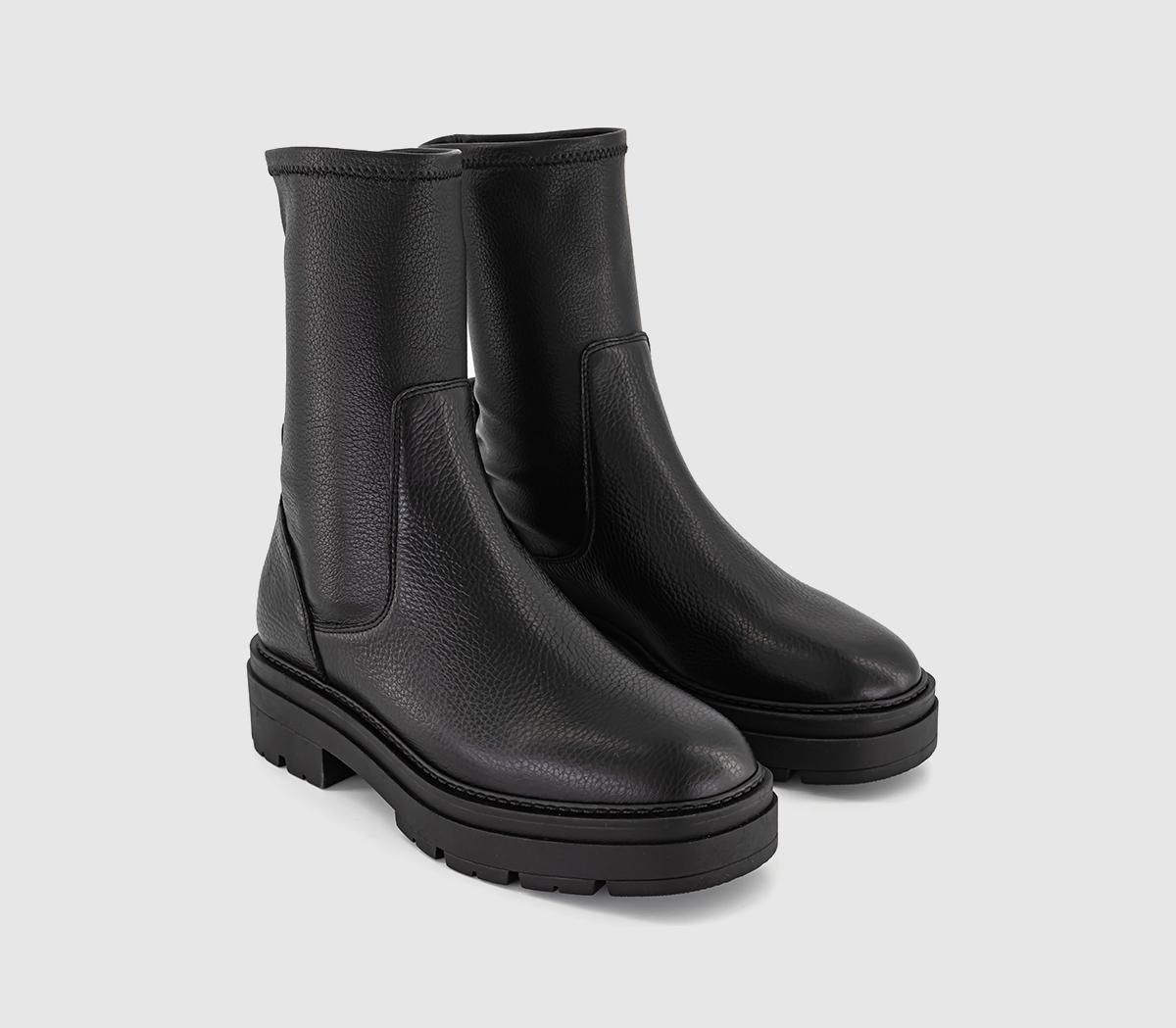 OFFICEAmira Cleated Sock BootsBlack Leather