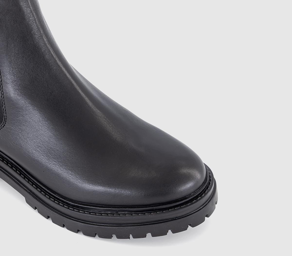 OFFICE Angelica Cleated Chelsea Boots Black Leather - Women's Ankle Boots