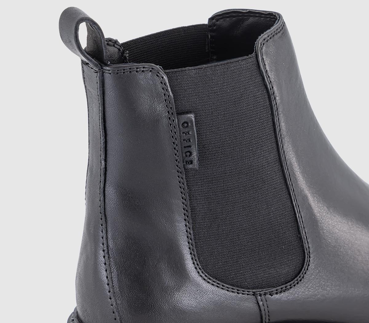 OFFICE Angelica Cleated Chelsea Boots Black Leather - Women's Ankle Boots