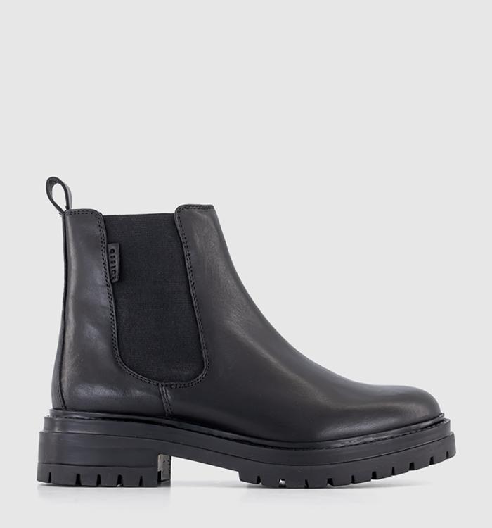 OFFICE Angelica Cleated Chelsea Boots Black Leather