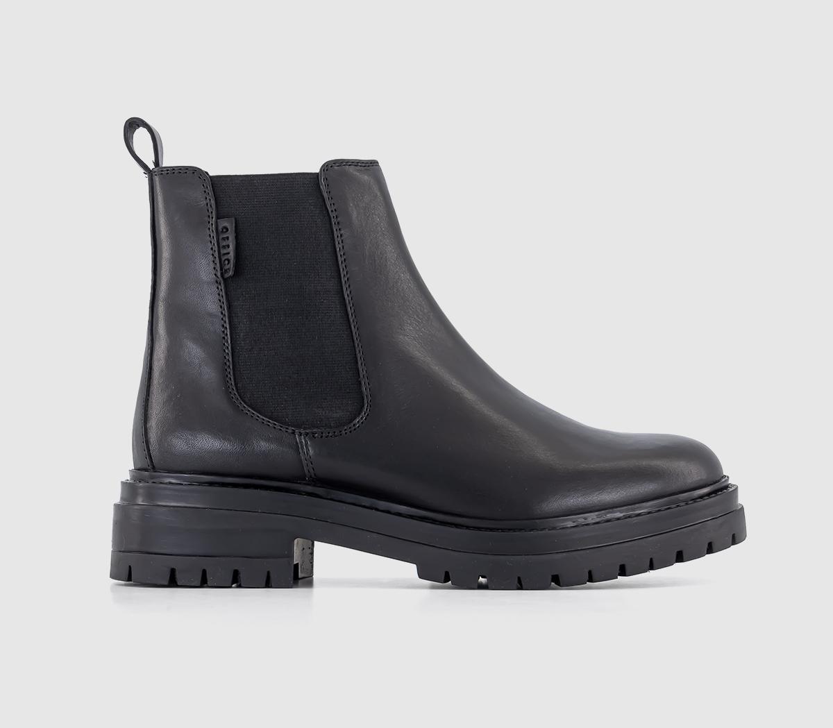 Angelica Cleated Chelsea Boots Black Leather