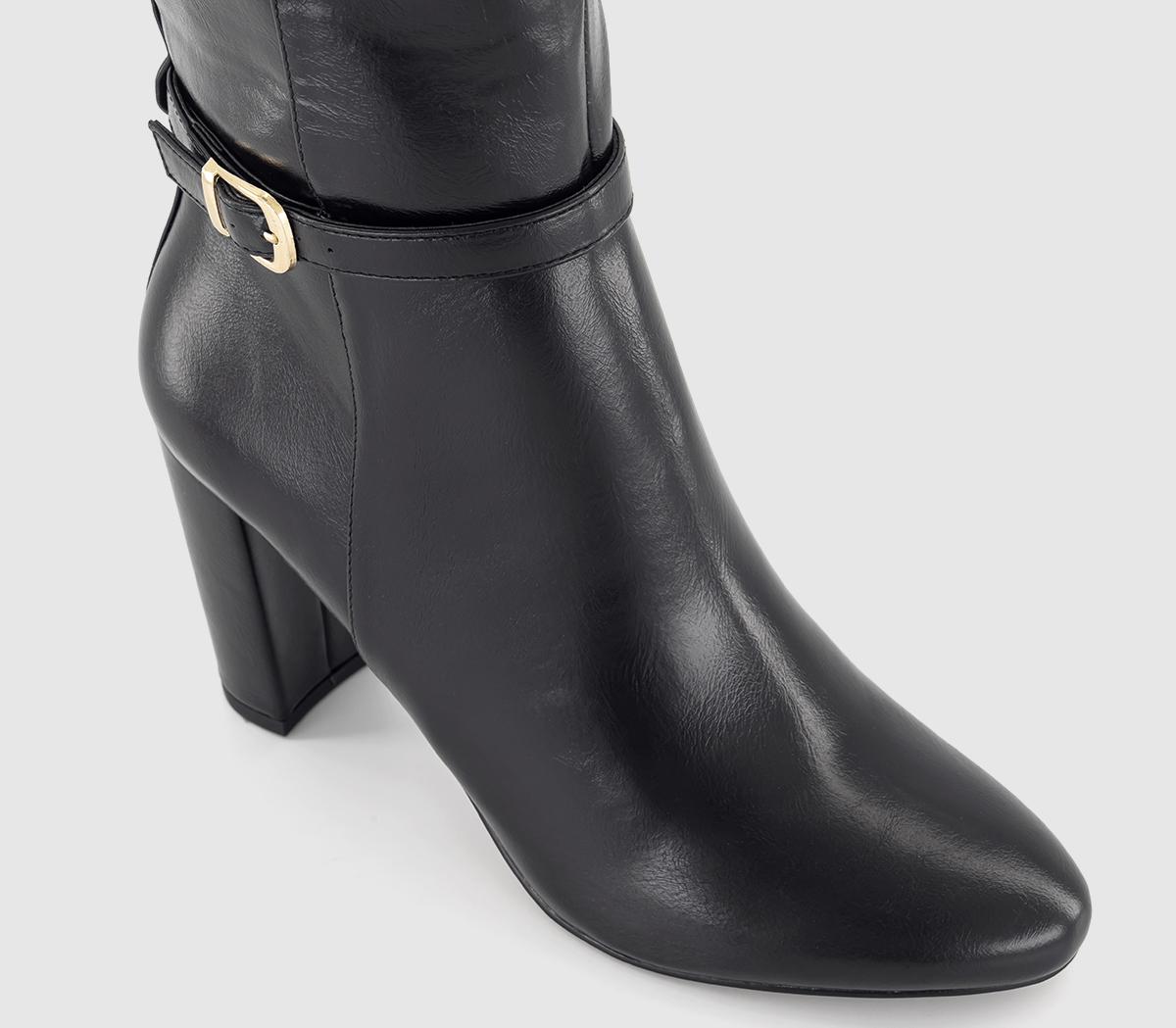 OFFICEKramer Buckle High Heeled Knee BootsBlack