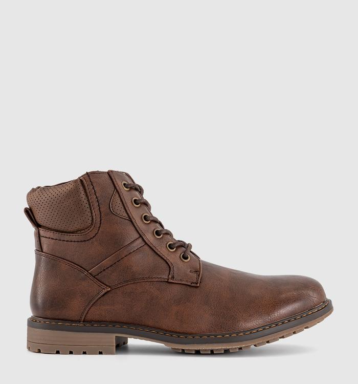 OFFICE Blair Rugged Lace Up Boots Choc Brown