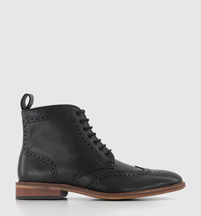 OFFICE Bladon Brogue Lace Up Boots Black Leather
