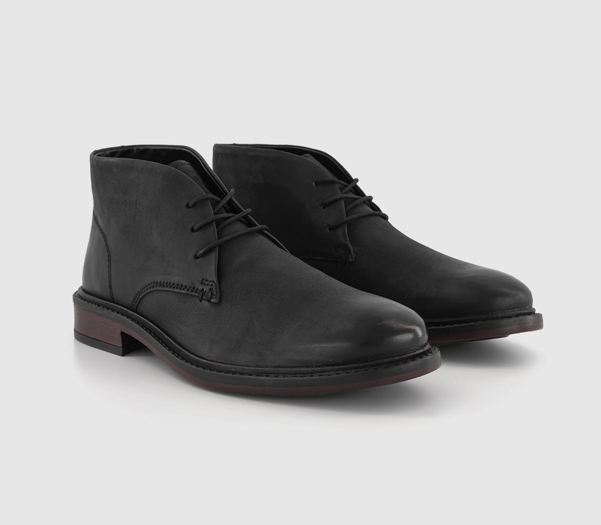 OFFICE Mens Burlington Chukka Boots Black Leather, 10