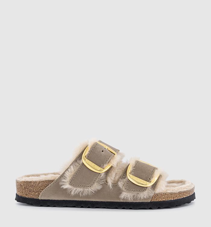 BIRKENSTOCK Arizona Big Buckle Shearling Sandals Tobacco