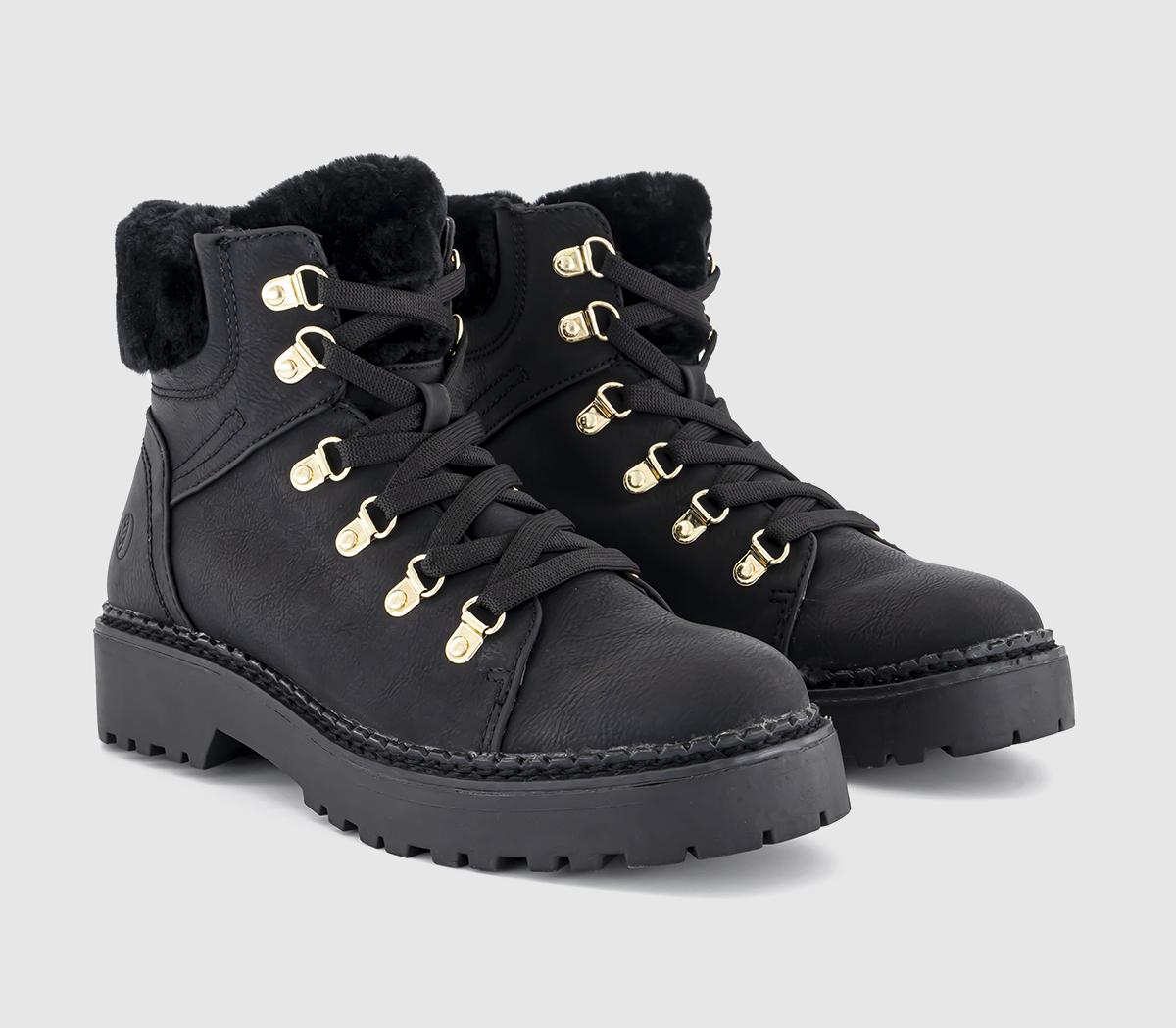 EARTHADDICTEarth Addict: Eden Faux Fur Cuff Hiker BootsBlack