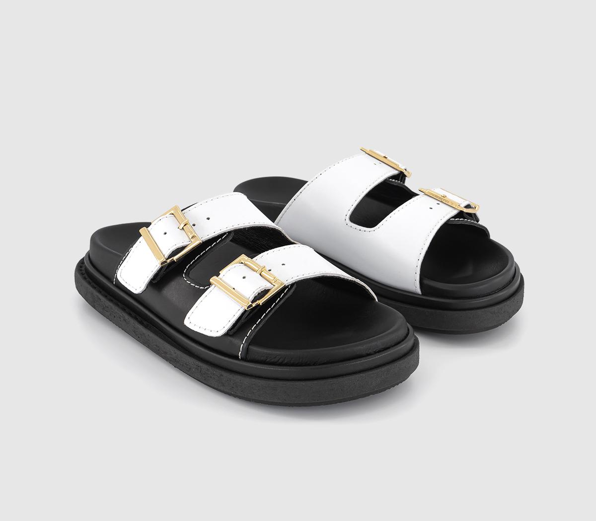 Alohas Womens Buckle Strap Sandals Black White, 5