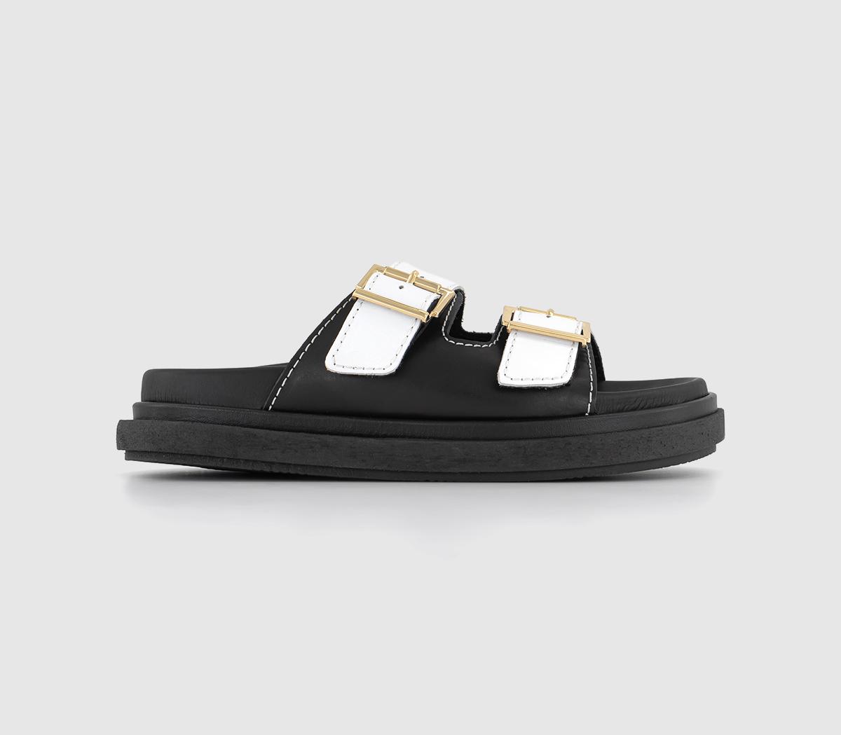 ALOHAS Buckle Strap Sandals Black White Women s Sandals