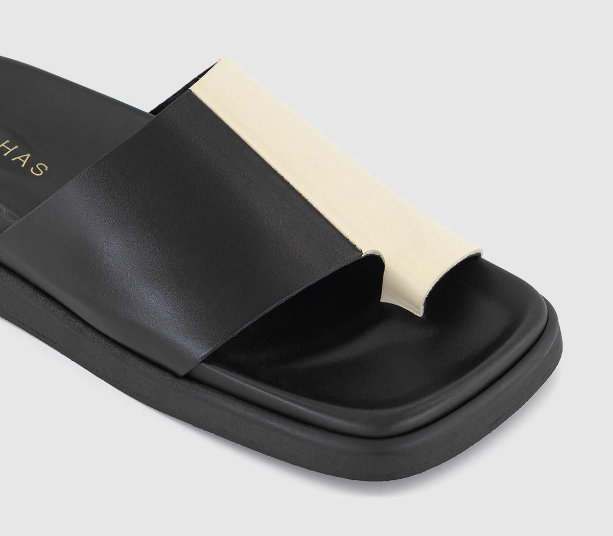 ALOHASToe Ring Bicolour Slip On Sandals ALOHASToe Ring Bicolour Slip On SandalsBlack Ivory