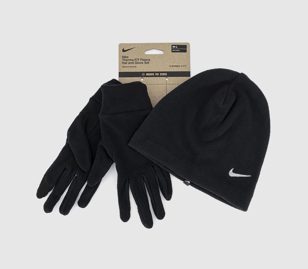 NikeFleece Hat And Glove SetBlack Black Silver