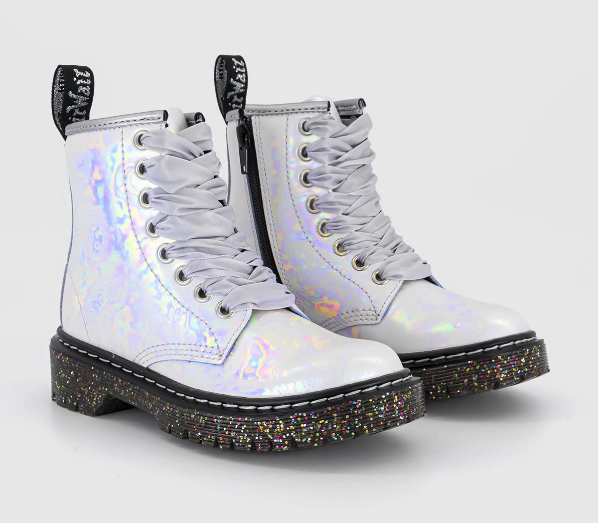 Dr. Martens 1460 Bex Junior Boots White Opalescent Shimmer, 1 Youth