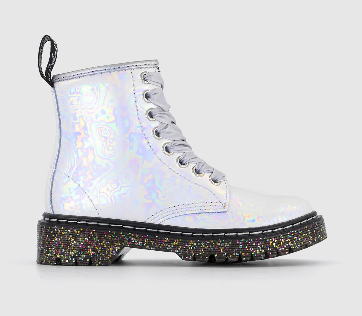 1460 Bex Junior Boots White Opalescent Shimmer