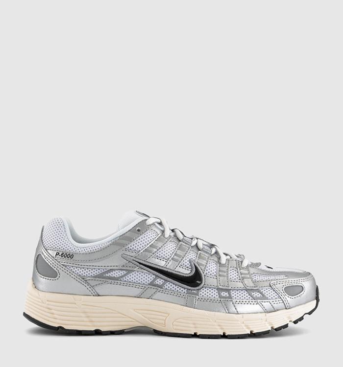 Nike P-6000 Trainers White Black Metallic Silver Silver