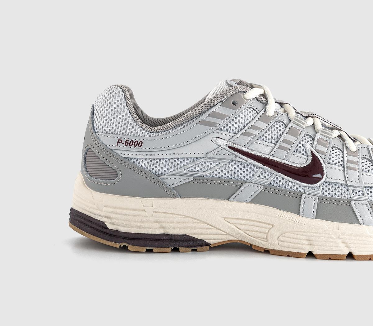 Nike P-6000 Trainers College Grey Burgundy Crush Vast Grey - Men's
