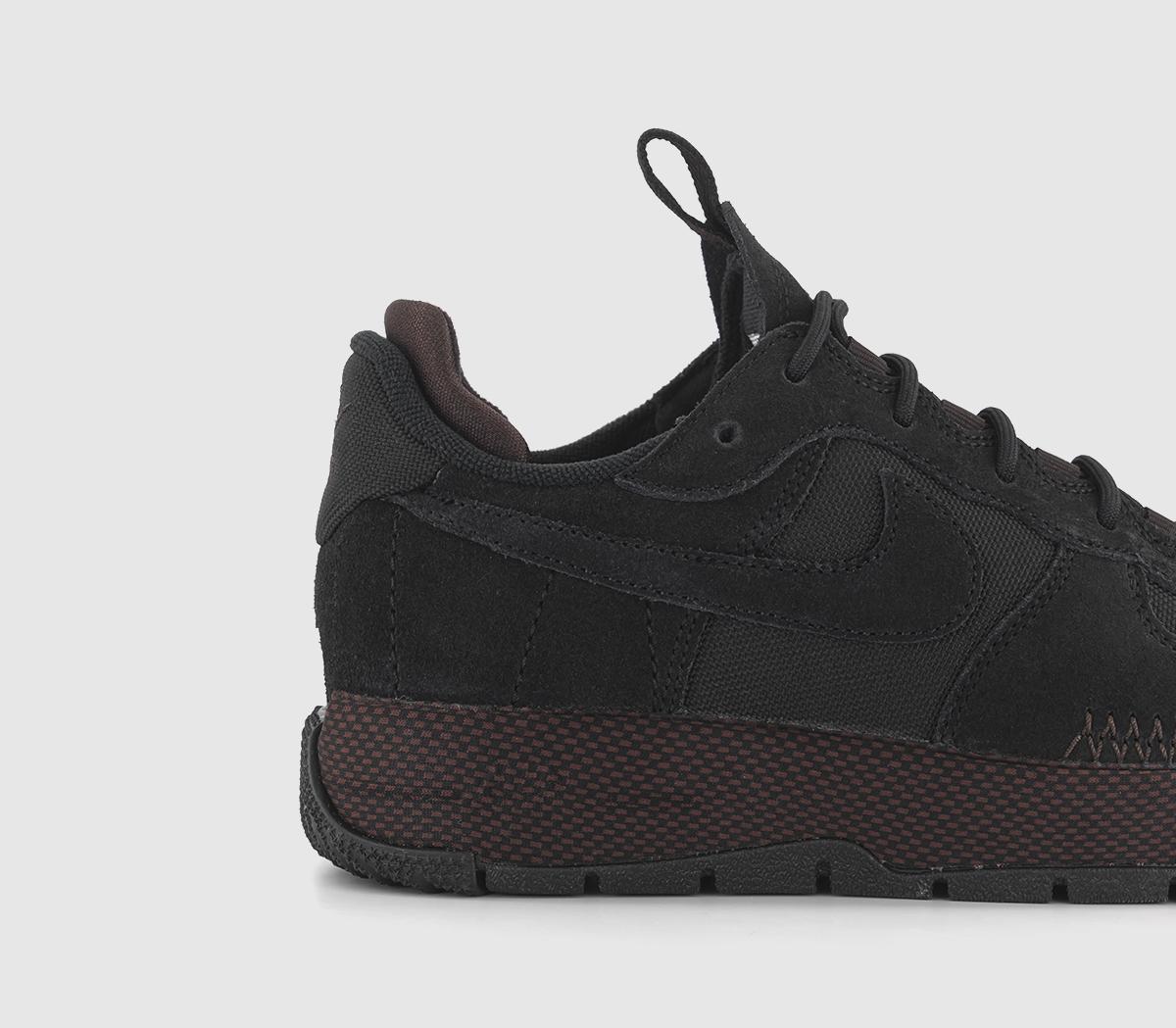 NikeAir Force 1 Wild TrainersBlack Black Velvet Brown Cedar