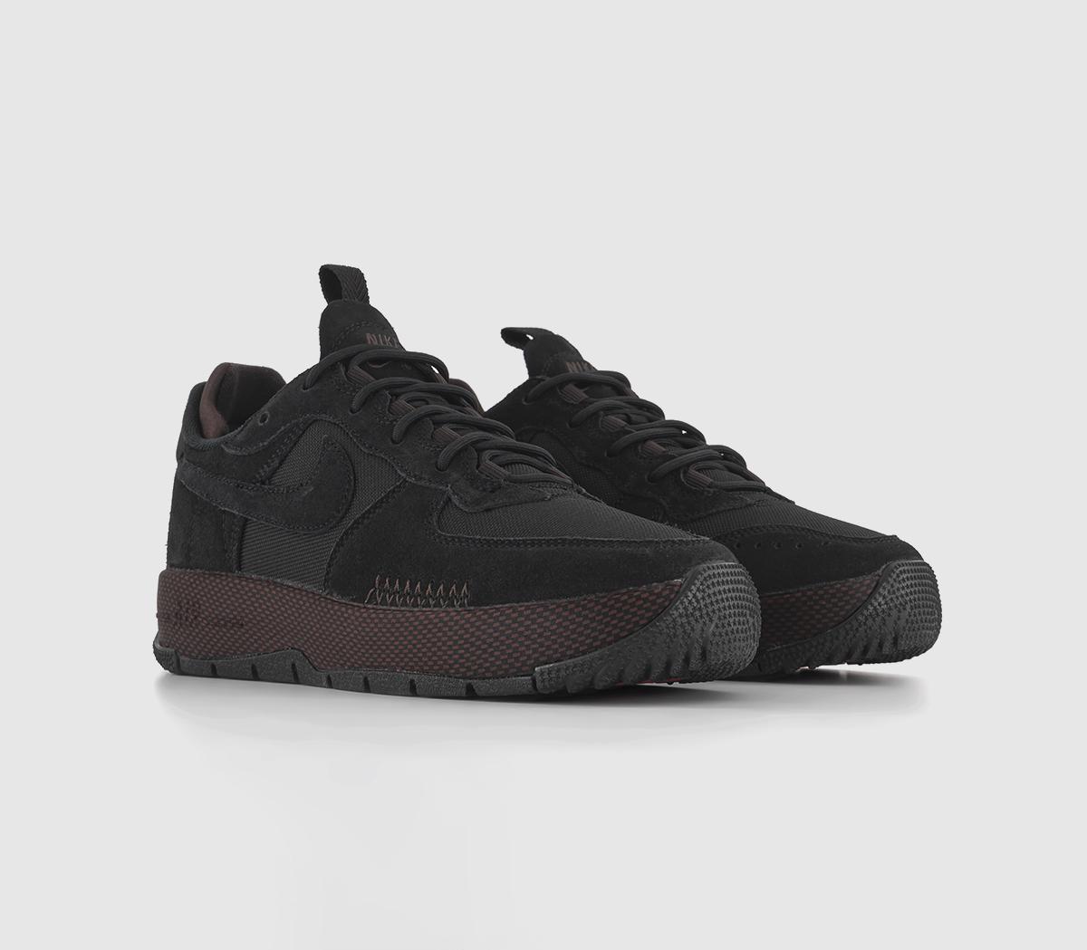 NikeAir Force 1 Wild TrainersBlack Black Velvet Brown Cedar