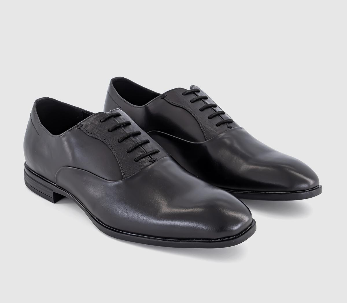 OFFICE Moreton Embossed Detail Oxford Shoes Black Leather - Men’s Smart ...