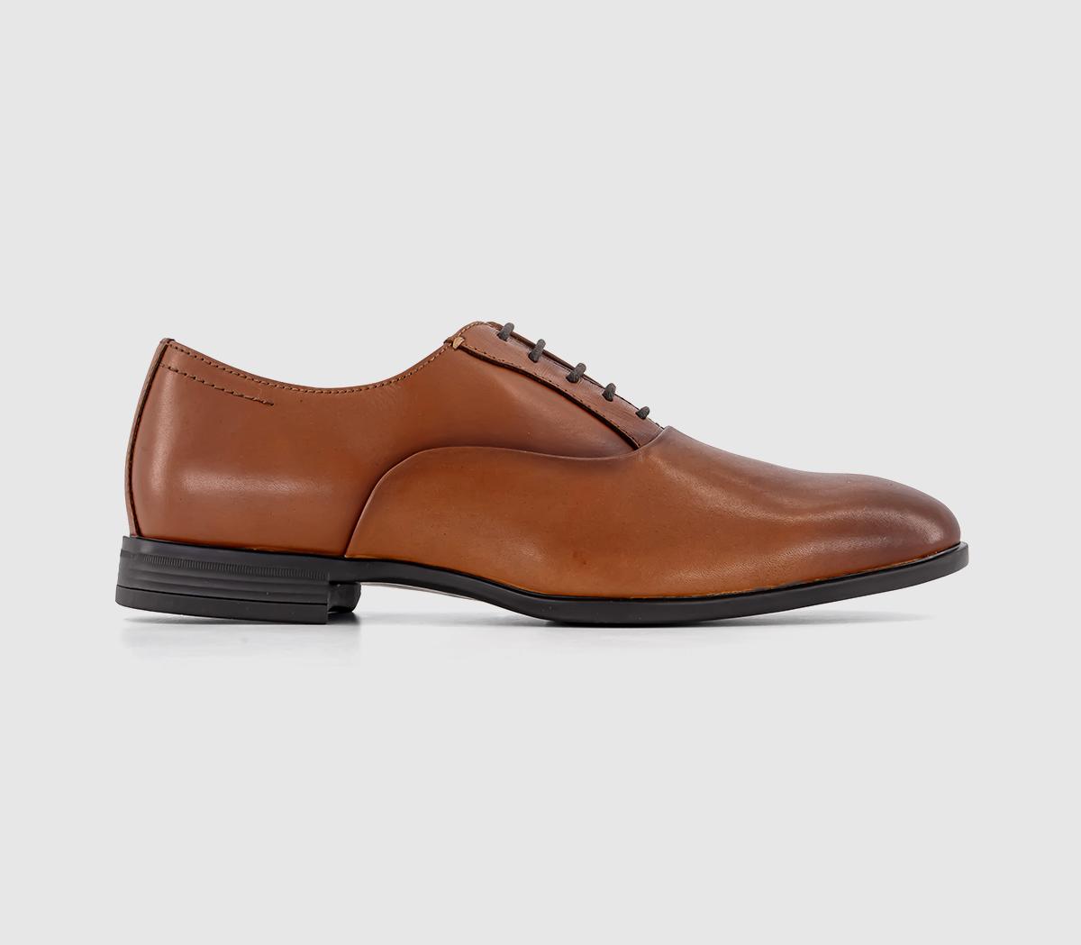 Moreton Embossed Detail Oxford Shoes Tan Leather