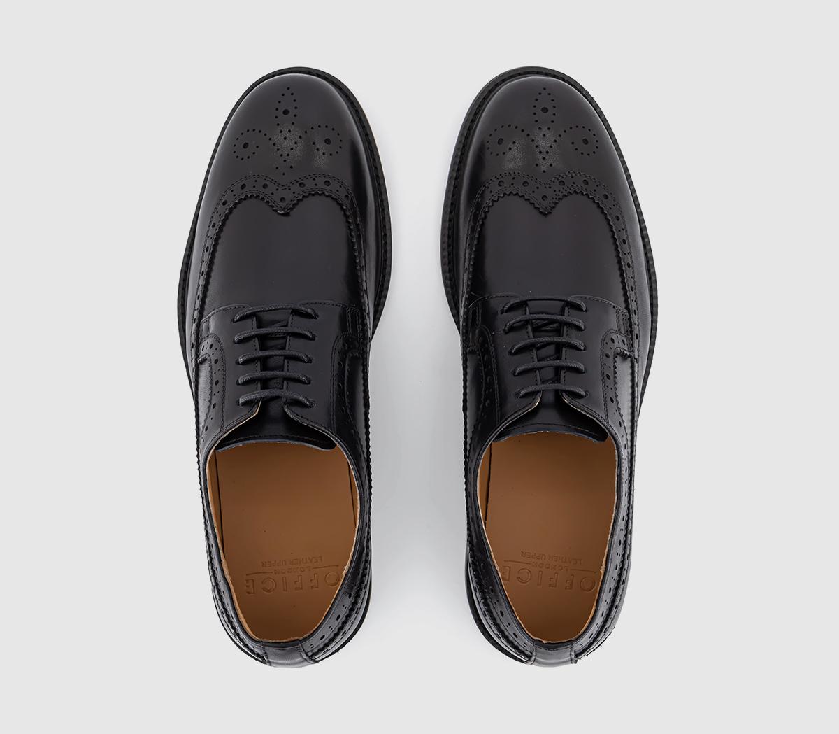 OFFICE Mackay Longwing Brogues Black Leather - Men’s Smart Shoes