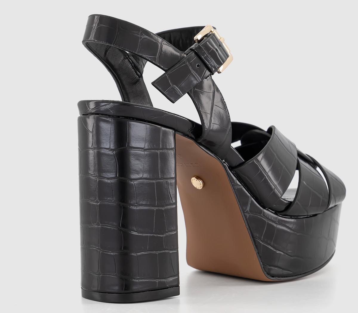 OFFICEHampstead Cross Strap Platform Heels OFFICEHampstead Cross Strap Platform HeelsBlack Embossed Patent