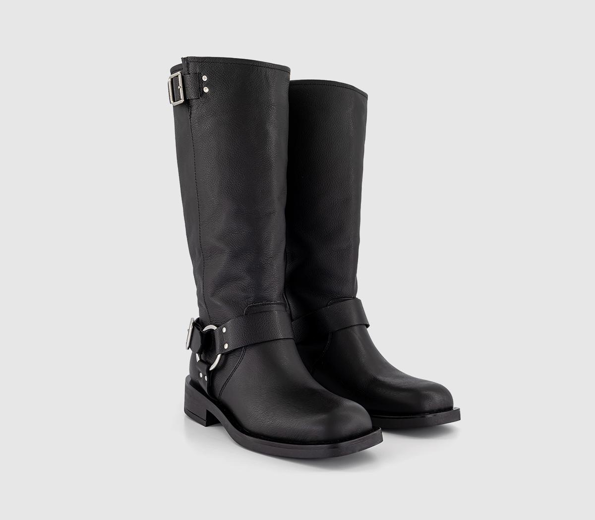 OFFICEKamden Harness Biker Knee BootsBlack Leather