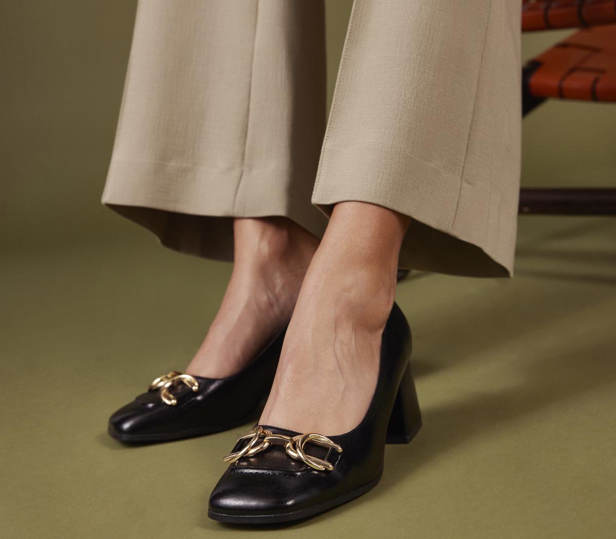 OFFICEMercer Square Toe Trim Court HeelsBlack