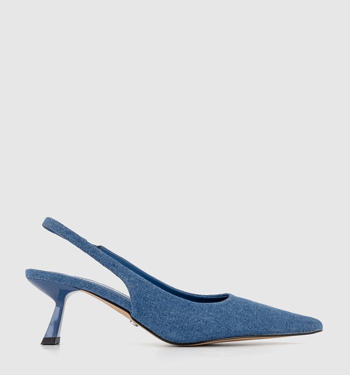 Blue court shoes mid cheap heel