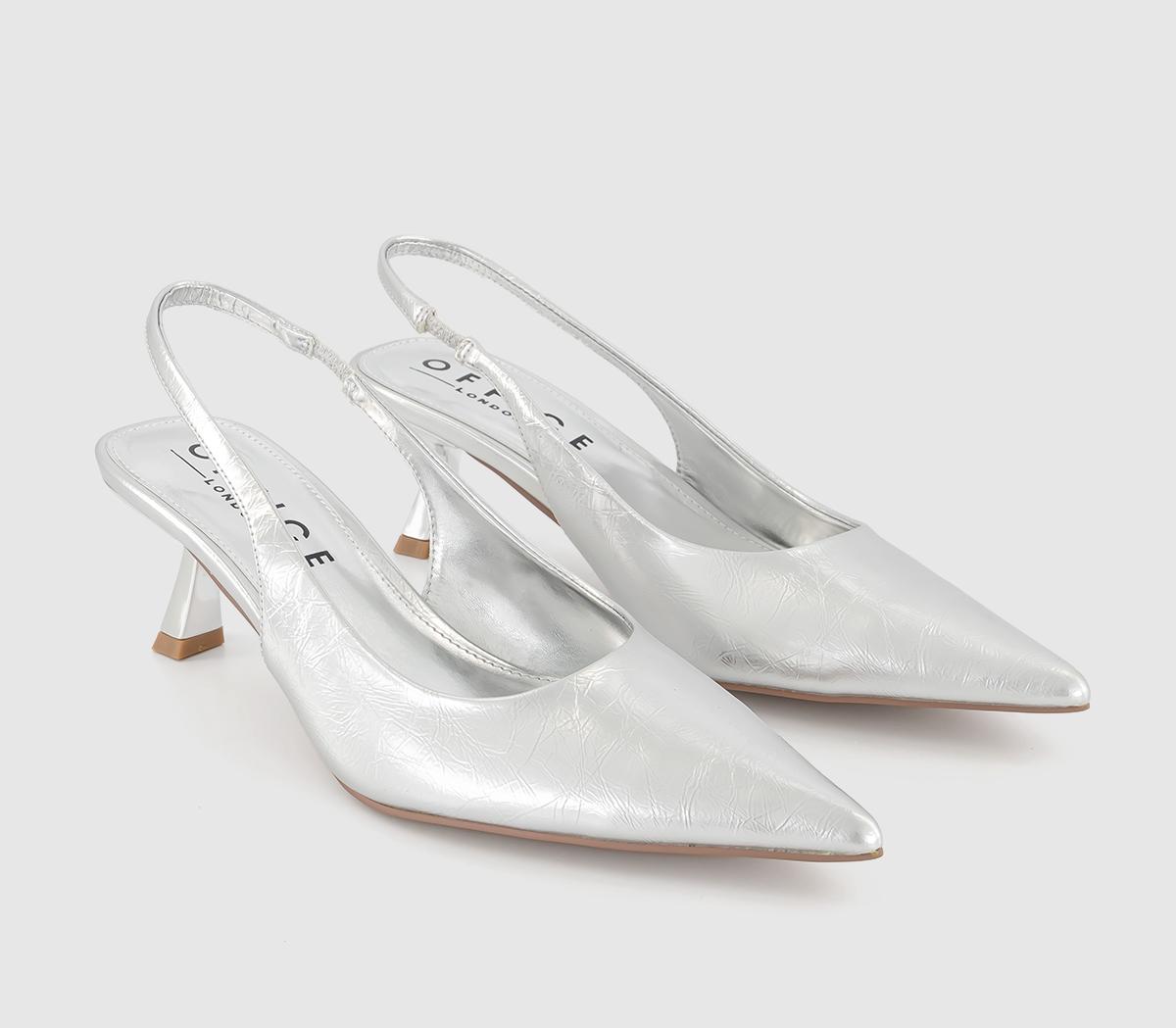 OFFICEMillionaire Point Court Kitten HeelsSilver