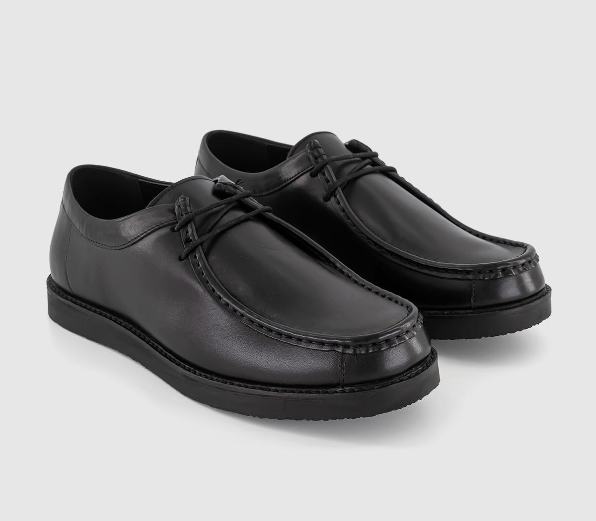 OFFICE Chelmsford Stitch Apron Shoes Black Leather, 10