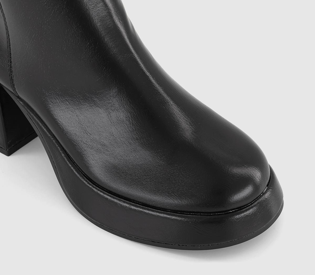 OFFICE Audio Square Toe Platform Boots Black - Women's Ankle Boots