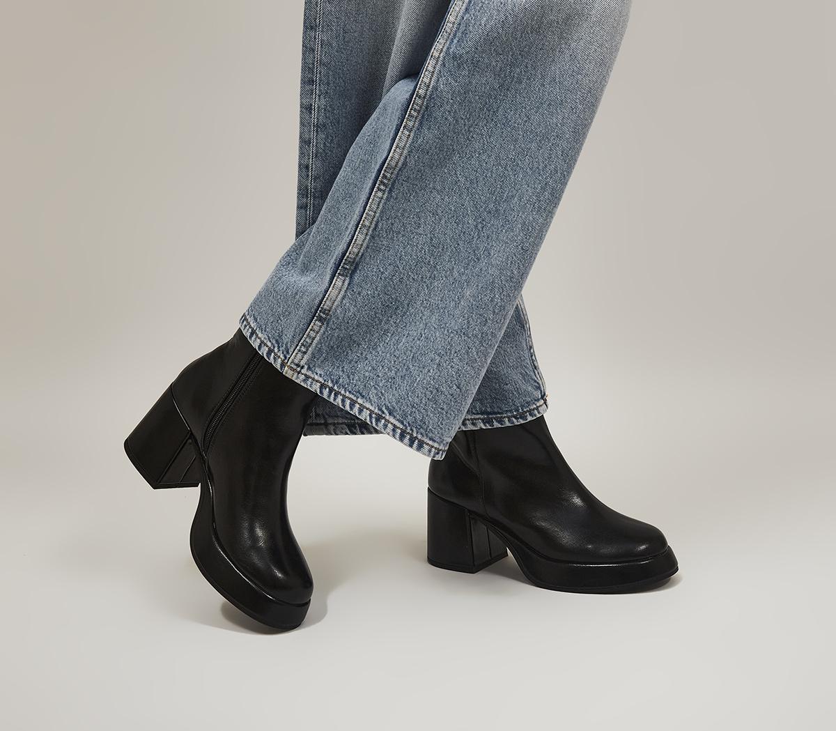 OFFICEAudio Square Toe Platform BootsBlack