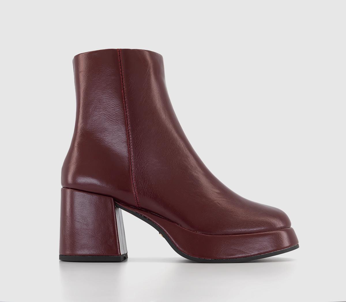 Burgundy chunky hot sale heel boots