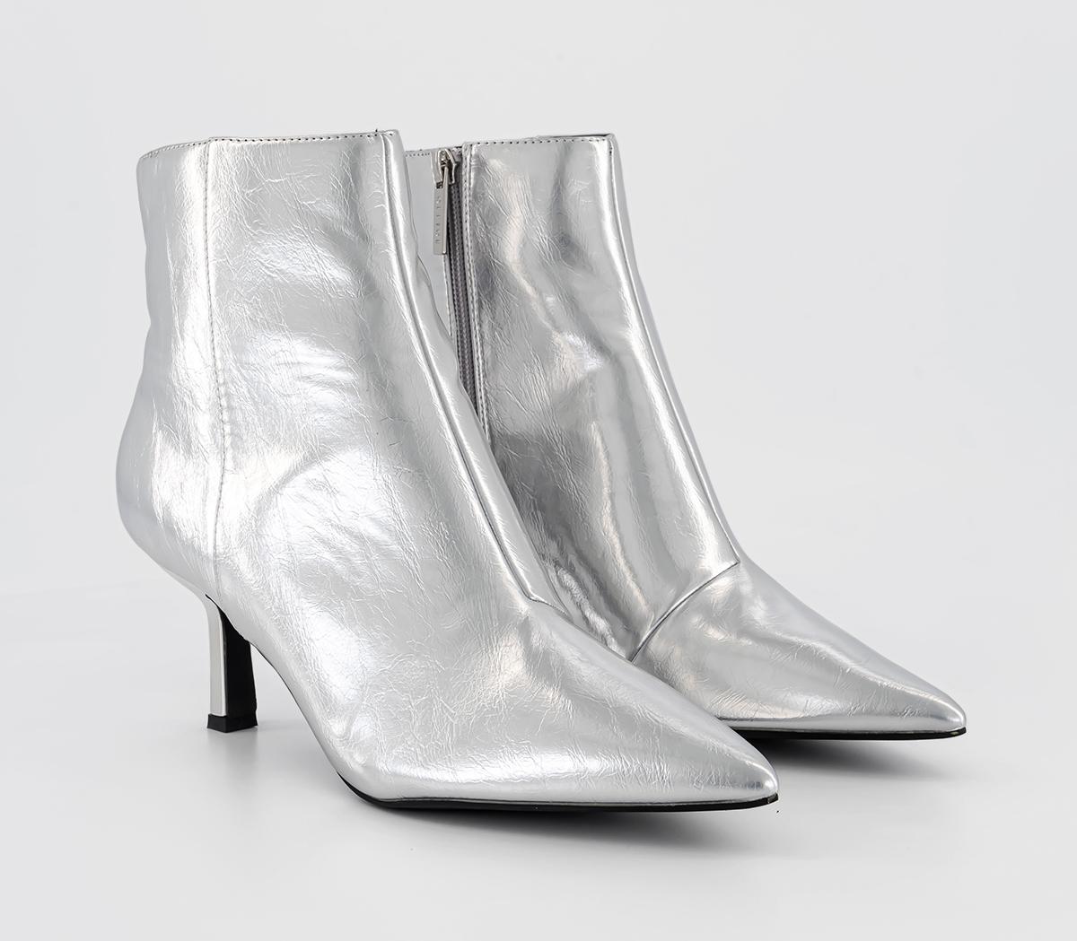 OFFICE Alara Point Stiletto Boots Silver - Women's Ankle Boots