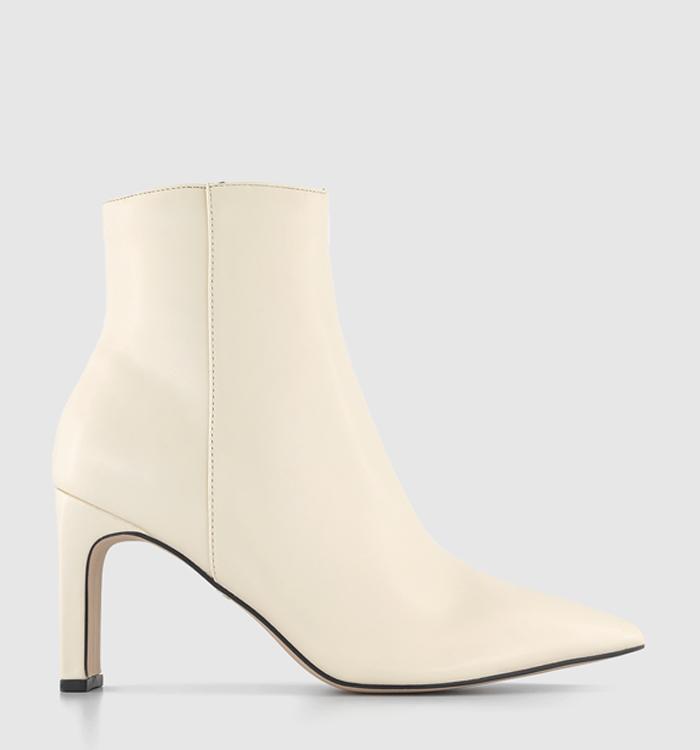 OFFICE Adele Slim Heel Ankle Boots Off White