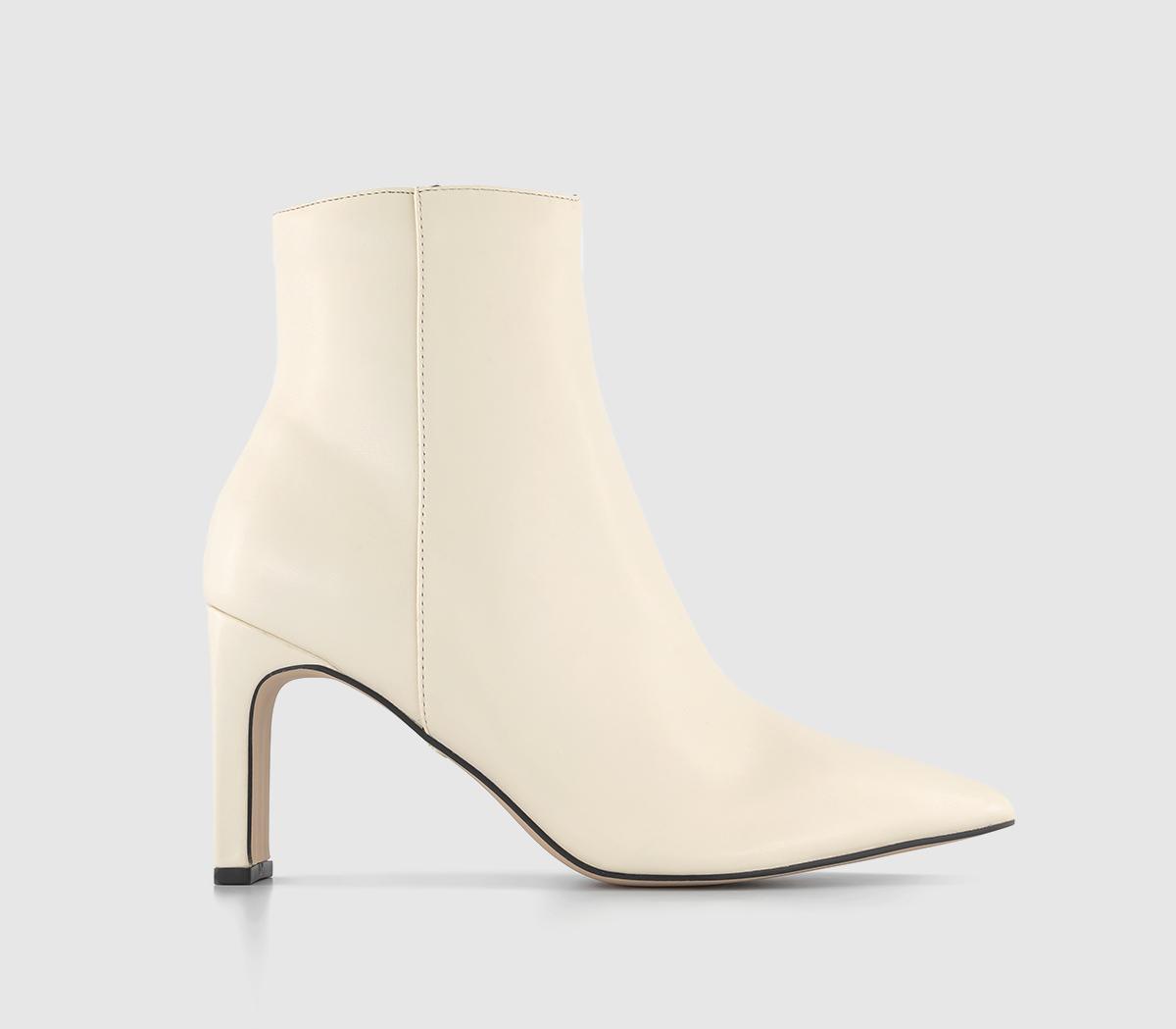 Adele Slim Heel Ankle Boots Off White