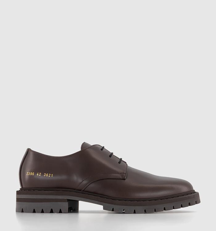 Common Projects Officers Derby Shoes Brown Leather