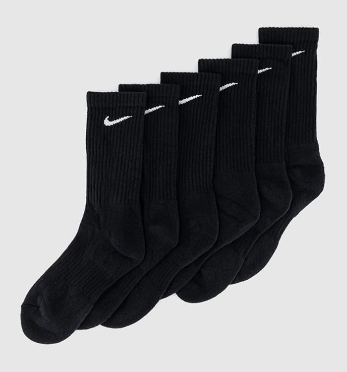 Nike Nike Everyday Cushioned Socks 6 Pack Black White