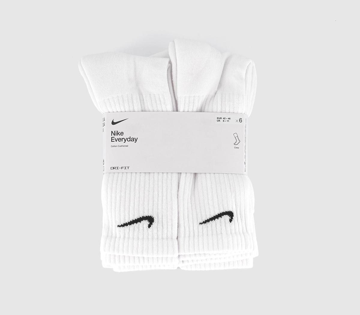 Nike Nike Everyday Cushioned 6 Pack White Black - Socks