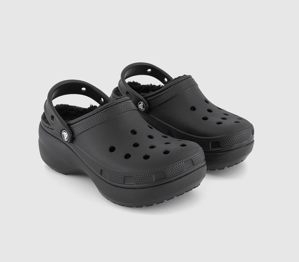 Crocs Classic Platform Lined Clogs Crocs Classic Platform Lined Clogs Black