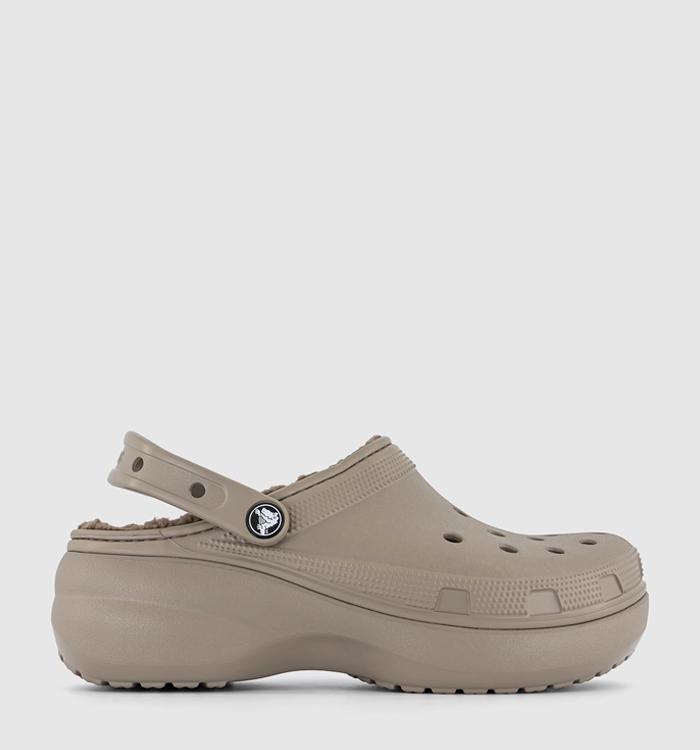 Brown crocs with 2024 white fur