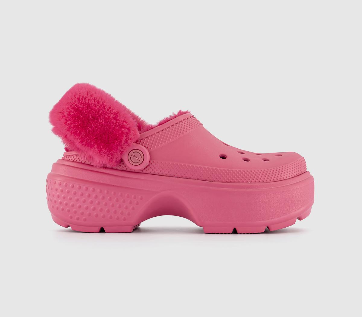 Light pink hot sale fuzzy crocs