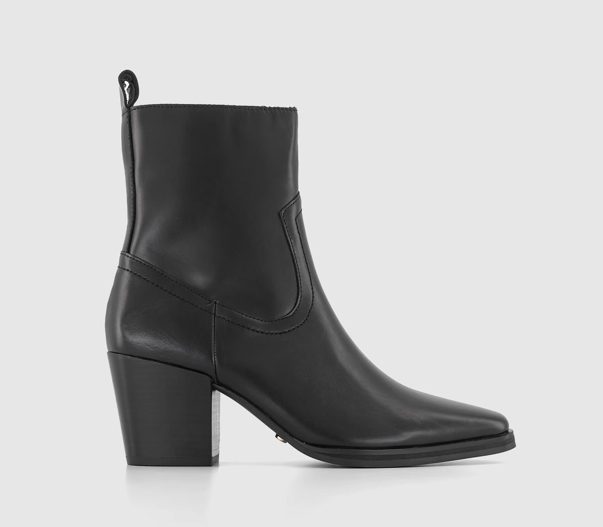 Anika Western Ankle Boots Black Leather