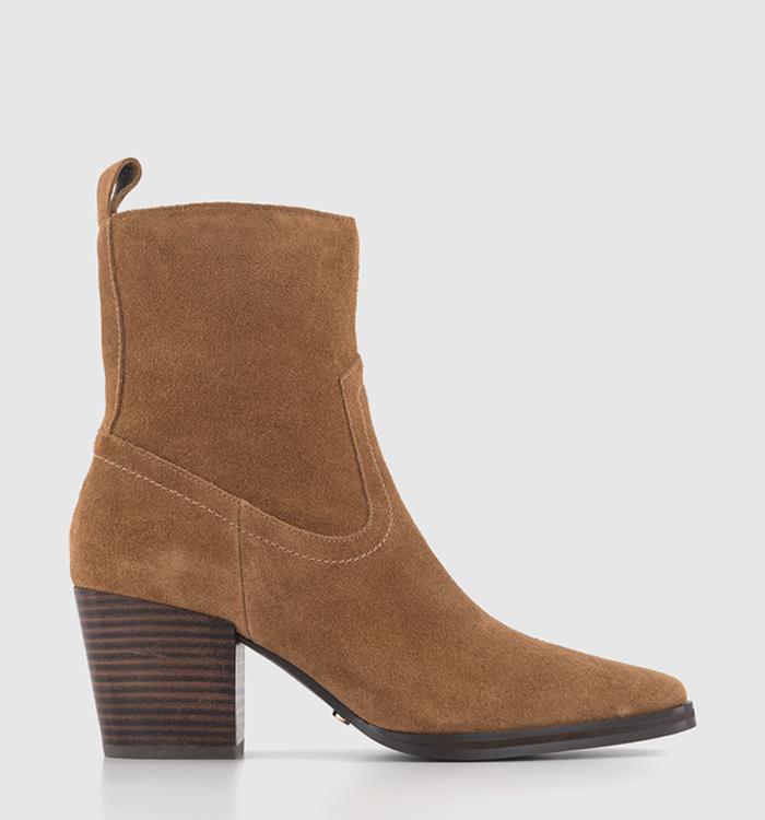 OFFICE Anika Western Ankle Boots Tan Suede